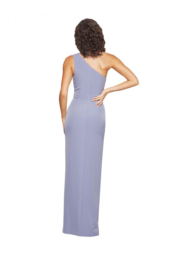 Floor Length One Shoulder Crepe Prom Dress with Pencil Skirt and Side Split Australia