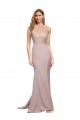 Long Sweetheart Crepe Prom Dress with High Neck Illusion Tulle Details Australia