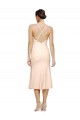 Midi Length V-Neckline Crepe Cocktail Prom Dress / Homecoming Dress with Thin Straps and Fulted Skirt Australia
