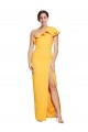 One Shoulder Floor Length Crepe Prom Dress with Thigh High Split Australia