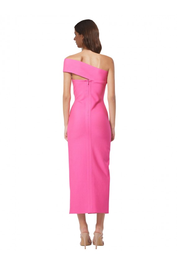 One Shoulder Neckline Short Midi Length Crepe Cocktail Prom Dress / Homecoming Dress Australia