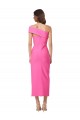 One Shoulder Neckline Short Midi Length Crepe Cocktail Prom Dress / Homecoming Dress Australia