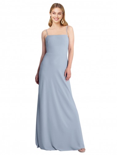Straight Neckline Crepe Slip Prom Dress with Strappy Back Australia