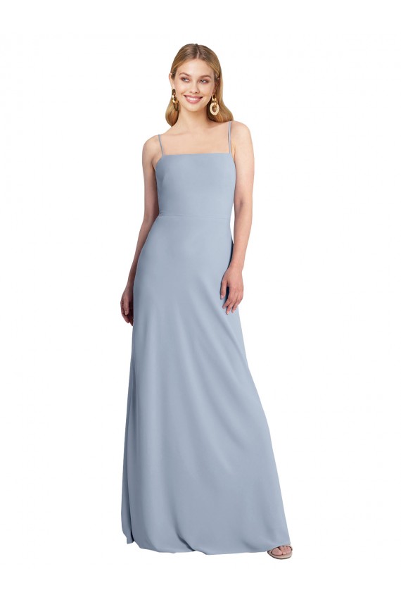 Straight Neckline Crepe Slip Prom Dress with Strappy Back Australia