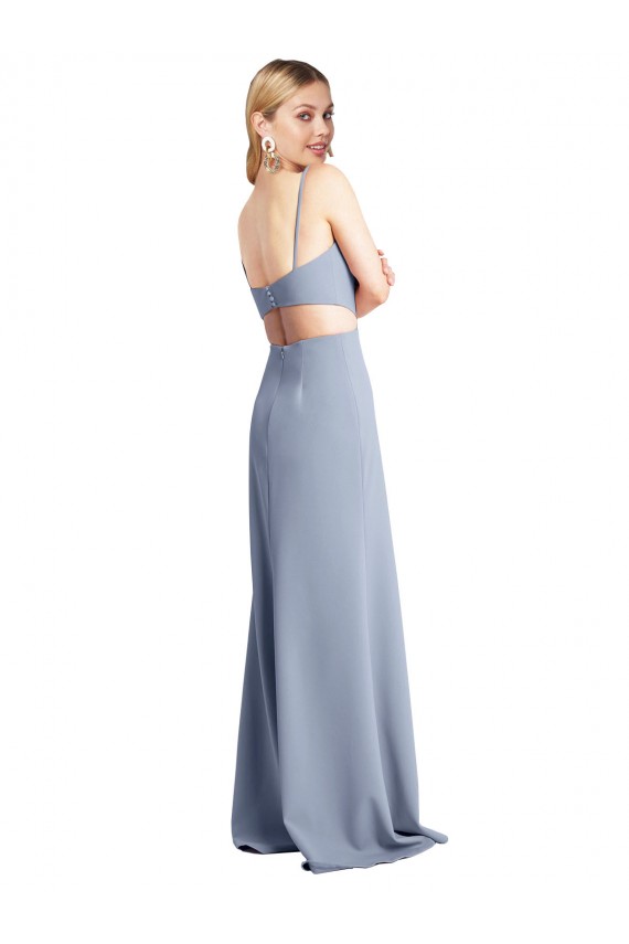 Feminine Scoop Neckline Long Crepe Slip Prom Dress  Australia