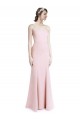 Square Neck Criss Cross Open Back Slim Crepe Prom Dress with Spaghetti Straps Australia
