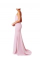Square Neck Criss Cross Open Back Slim Crepe Prom Dress with Spaghetti Straps Australia