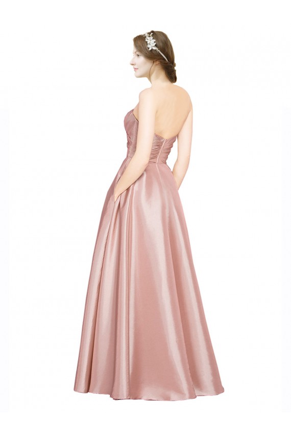 Long Plated Strapless Sweetheat Stretch Satin Prom Dress Australia