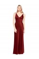Full Length Long Stretch Satin Slip Prom Dress V-Back Australia