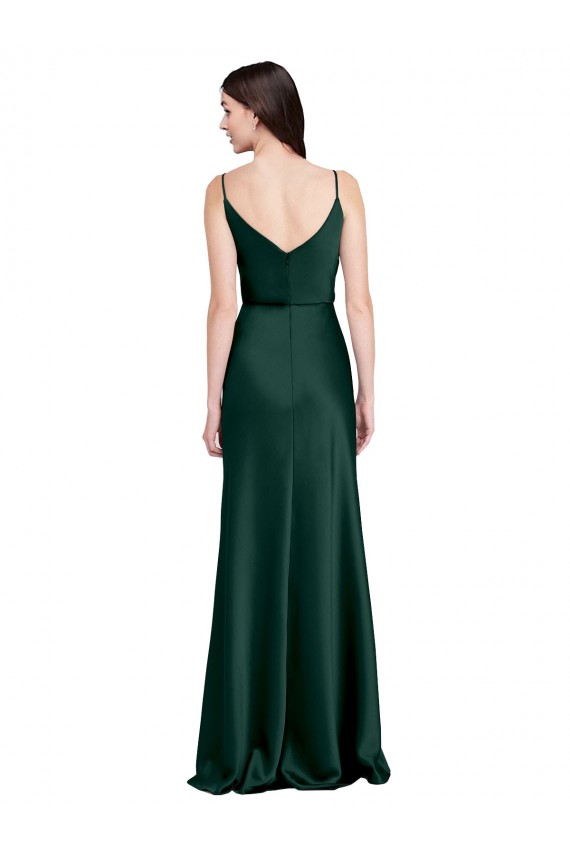 Fitted Cowl Neck Long Stretch Satin Slip Prom Dress with V-Back Australia