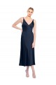 V-Neck Midi Length Short Stretch Satin Cocktail Prom Dress / Homecoming Dress V-Back Australia