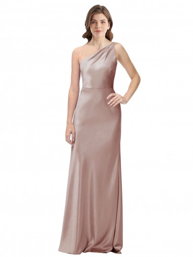 One Shoulder Black-Tie Floor Length Long Stretch Satin Prom Dress Australia