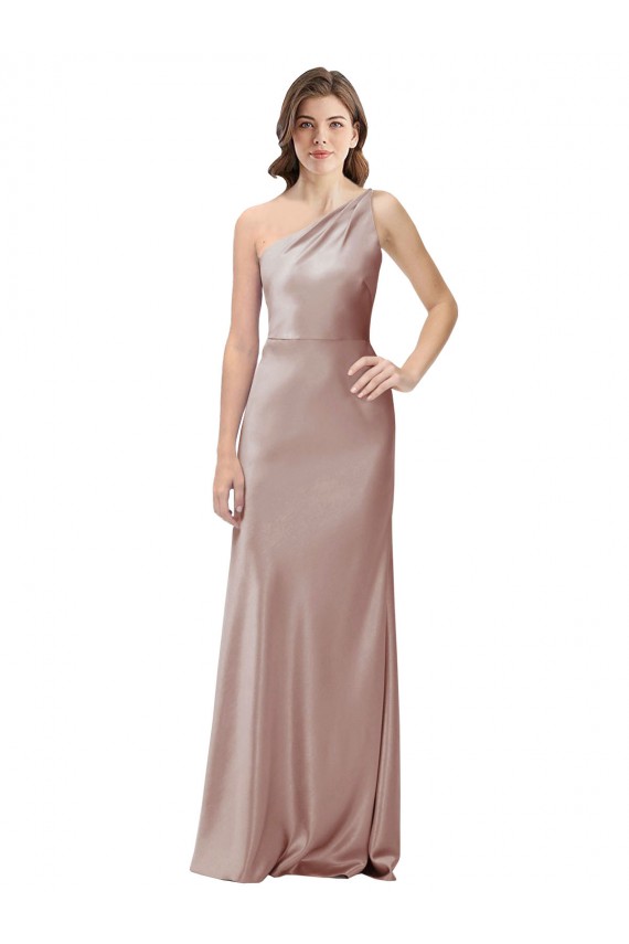 One Shoulder Black-Tie Floor Length Long Stretch Satin Prom Dress Australia
