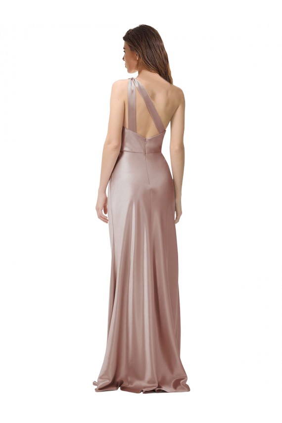 One Shoulder Black-Tie Floor Length Long Stretch Satin Prom Dress Australia
