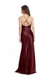 High Neck Halter Long Sleeveless Stretch Satin Prom Dress with Strappy Back Australia