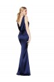 Sheath High Neck Stretch Satin Prom Dress Low Back Australia