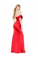 High Neck Off the Shoulder Stretch Satin Prom Dress with High Slit Australia