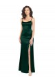 Long Slim Scoop Neck Stretch Satin Prom Dress with Open Back Australia