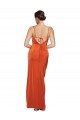 Front Cowl Neck Long Floor Length Stretch Satin Prom Dress with High Side Split Australia