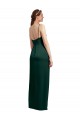 Sleek Straight Neckline Long Wrap Stretch Satin Prom Dress with Angled Pleats Australia