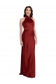 Backless Halter Long Stretch Satin Prom Dress Australia