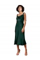 Spaghetti Straps Tie Shoulders Cowl Neck Short Midi Length Stretch Satin Cocktail Prom Dress / Homecoming Dress Australia
