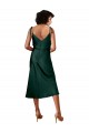 Spaghetti Straps Tie Shoulders Cowl Neck Short Midi Length Stretch Satin Cocktail Prom Dress / Homecoming Dress Australia