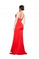 Low Back Cowl Neck Stretch Satin Prom Dress with High Side Slit Australia