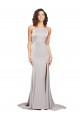 High Neck Low Back Long Full Length Stretch Satin Prom Dress Australia