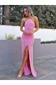 Halter Sleeveless Long Floor Length Velvet Sequin Prom Dress with Slit Australia