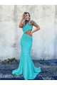 Mermaid One Shoulder Sleeveless Long Sweep Train Velvet Sequin Prom Dress Australia