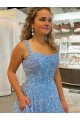 A-Line Scoop Sleeveless Long Court Train Velvet Sequin Prom Dress Australia