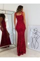 Square Neck Sleeveless Long Velvet Sequin Prom Dress with Slit Australia