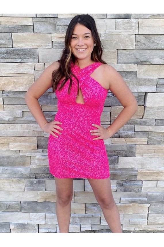 Halter Sleeveless Short Velvet Sequin Cocktail Prom Dress Australia