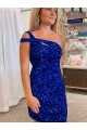 Velvet Sequin One Shoulder Sleeveless Short Prom Dress Australia