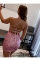Spaghetti Straps Sleeveless Short Velvet Sequin Prom Dress Australia