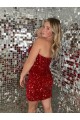 Sweetheart Sleeveless Short Velvet Sequin Prom Dress Australia