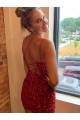 V-Neck Sleeveless Short Velvet Sequins Prom Dress Australia