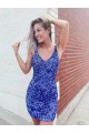 Short Velvet Sequin V-Neck Sleeveless Prom Dress Australia