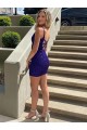 Short V-Neck Sleeveless Velvet Sequin Prom Dress Australia