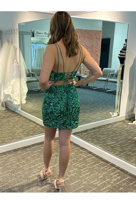 V-Neck Sleeveless Short Velvet Sequin Prom Cocktail Dress Australia