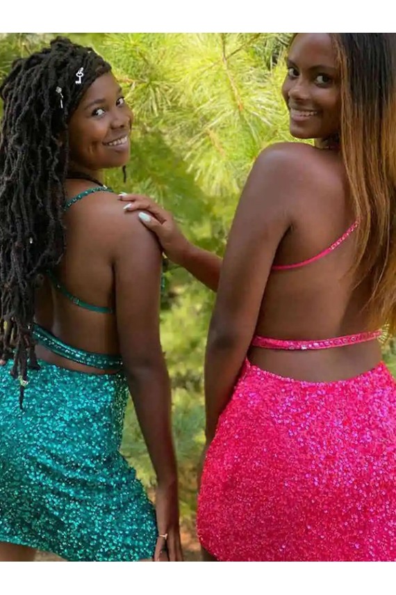 V-Neck Sleeveless Short Velvet Sequin Cocktail Dress Australia