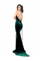 High Neck Stretch Velvet Prom Dress with Black Lace Embroidery Australia