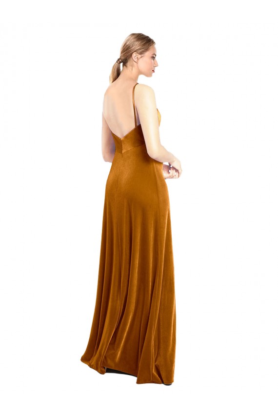 Long Velvet Cowl Neck Slip Prom Dress Australia