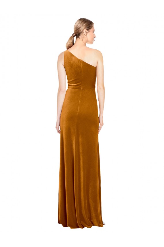 Sleek One Shoulder Long Velvet Prom Dress Australia