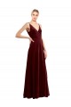 Faux Wrap V-Neck Sleek Long Velvet Prom Dress Australia