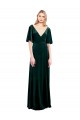 Deep V-Neck Flutter Sleeves Long Velvet Wrap Prom Dress Australia