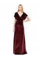 Flutter Sleeves Open Back Long Velvet Prom Dress Australia