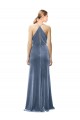 Halter Cowl Neck Long A-Line Velvet Prom Dress with Keyhole Back Australia