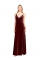 Faux Surplice Neckline Slim A-Line Long Velvet Prom Dress Australia